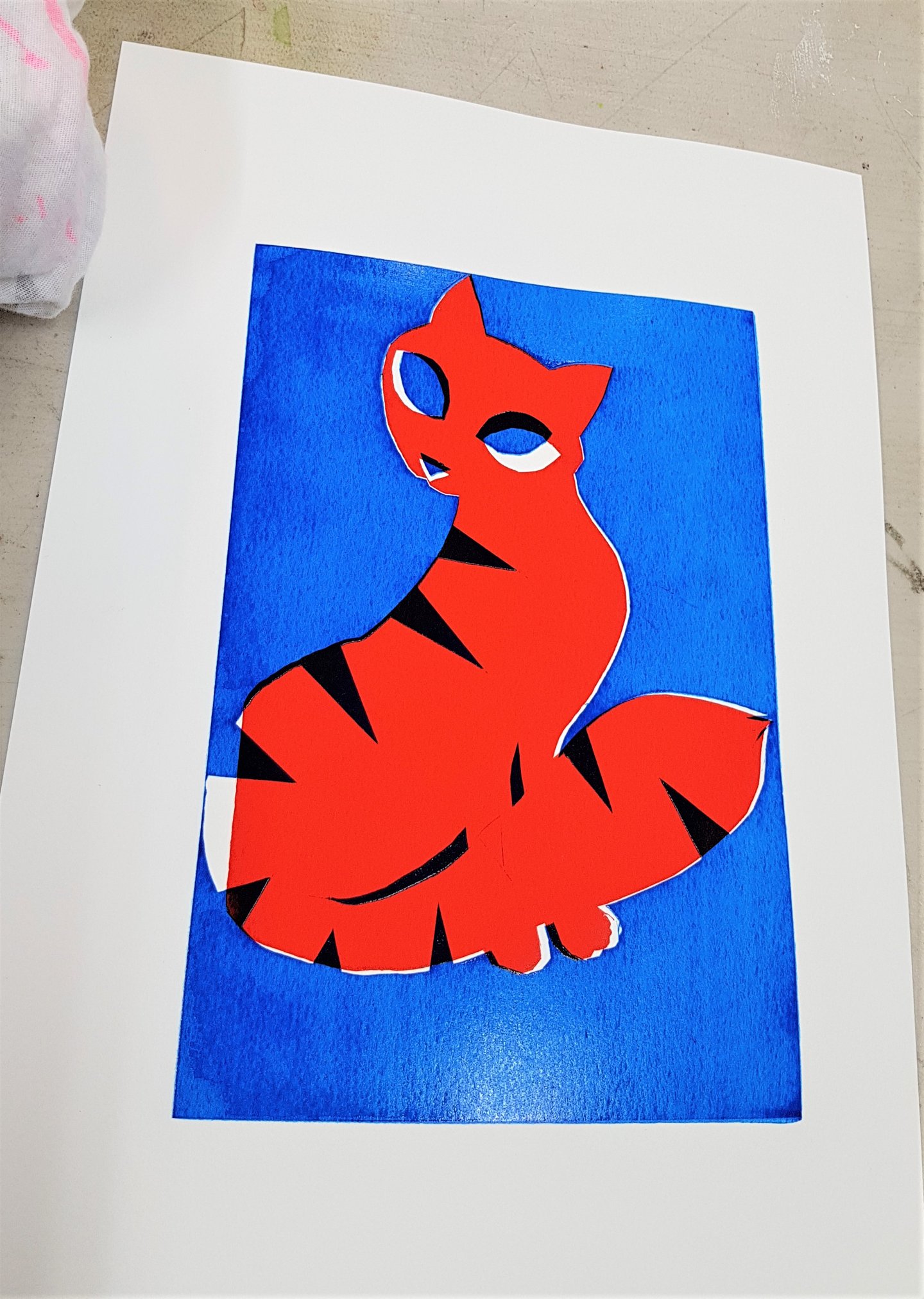 Screen printing Demo Judys Cat for blog